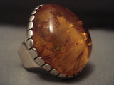 The Biggest And Best Vintage Navajo Amber Native American Jewelry Silver Ring-any Size! Adjustable Shank-Nativo Arts