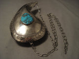 The Biggest And Best Vintage Navajo Canteen Turquoise Native American Jewelry Silver Necklace-Nativo Arts