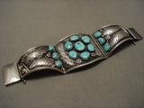 The Biggest And Best Vintage Navajo Clasp Link Turquoise Navajo Native American Jewelry Silver Bracelet-Nativo Arts