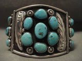 The Biggest And Best Vintage Navajo Clasp Link Turquoise Navajo Native American Jewelry Silver Bracelet-Nativo Arts