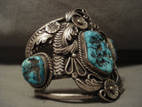 The Biggest And Best Vintage Navajo Leaf Garden Turquoise Native American Jewelry Silver Bracelet-Nativo Arts