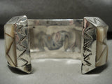 The Biggest And Heaviest Vintage Navajo Mother Of Pearl Native American Jewelry Silver Bracelet-175 Gram-Nativo Arts