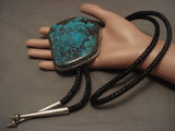 The Largest Vintage Navajo Red Mountain Turquoise Native American Jewelry Silver Bolo Tie-Nativo Arts