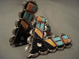 The Most Intricate Vintage Navajo Native American Jewelry Silver Turquoise Collar Tips-Nativo Arts