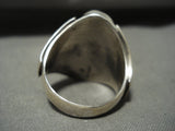 Thick And Big Men's Navajo Royston Turquoise Coral Native American Jewelry Silver Ring-Nativo Arts