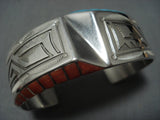 Thick And Heavy!! Vintage Native American Jewelry Navajo Turquoise Sterling Silver Bracelet-Nativo Arts