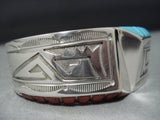 Thick And Heavy!! Vintage Native American Jewelry Navajo Turquoise Sterling Silver Bracelet-Nativo Arts