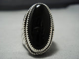 Thick And Heavy!! Vintage Navajo Onyx Sterling Silver Ring Native American Jewelry-Nativo Arts