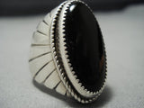 Thick And Heavy!! Vintage Navajo Onyx Sterling Silver Ring Native American Jewelry-Nativo Arts