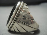 Thick And Heavy!! Vintage Navajo Onyx Sterling Silver Ring Native American Jewelry-Nativo Arts