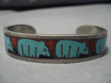 Thick And Heavy!! Vintage Navajo Sterling Silver Native American Bracelet Old-Nativo Arts