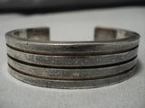 Thick And Heavy!! Vintage Navajo Sterling Silver Native American Bracelet Old-Nativo Arts