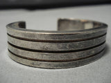 Thick And Heavy!! Vintage Navajo Sterling Silver Native American Bracelet Old-Nativo Arts