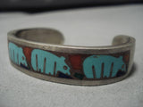 Thick And Heavy!! Vintage Navajo Sterling Silver Native American Bracelet Old-Nativo Arts