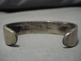 Thick And Heavy!! Vintage Navajo Sterling Silver Native American Bracelet Old-Nativo Arts