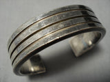 Thick And Heavy!! Vintage Navajo Sterling Silver Native American Bracelet Old-Nativo Arts