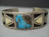 Thick And Hvy Vintage Navajo Bisbee Turquoise Sterling Native American Jewelry Silver Bracelet Old-Nativo Arts