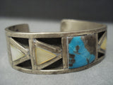 Thick And Hvy Vintage Navajo Bisbee Turquoise Sterling Native American Jewelry Silver Bracelet Old-Nativo Arts