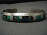 Thick And Sturdy!! Native American Navajo Tortoise Turquoise Sterling Silver Bracelet-Nativo Arts
