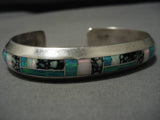 Thick And Sturdy!! Native American Navajo Tortoise Turquoise Sterling Silver Bracelet-Nativo Arts