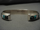 Thick And Sturdy!! Native American Navajo Tortoise Turquoise Sterling Silver Bracelet-Nativo Arts