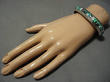 Thick And Sturdy!! Native American Navajo Tortoise Turquoise Sterling Silver Bracelet-Nativo Arts