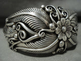 Thick And Wide Vintage Navajo 'Garden Of Leaves' Native American Jewelry Silver Platero Bracelet-Nativo Arts