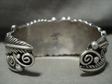Thick And Wide Vintage Navajo 'Garden Of Leaves' Native American Jewelry Silver Platero Bracelet-Nativo Arts