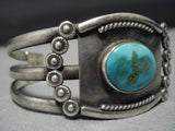 Thick Earlier Vintage Native American Jewelry Navajo Royston Turquoise Sterling Silver Bracelet Cuff Old-Nativo Arts