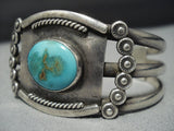 Thick Earlier Vintage Native American Jewelry Navajo Royston Turquoise Sterling Silver Bracelet Cuff Old-Nativo Arts