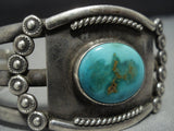 Thick Earlier Vintage Native American Jewelry Navajo Royston Turquoise Sterling Silver Bracelet Cuff Old-Nativo Arts