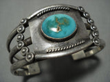 Thick Earlier Vintage Native American Jewelry Navajo Royston Turquoise Sterling Silver Bracelet Cuff Old-Nativo Arts