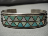 Thick Heavier Vintage Native American Zuni Lateyice Royston Turquoise Sterling Silver Bracelet-Nativo Arts