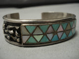 Thick Heavier Vintage Native American Zuni Lateyice Royston Turquoise Sterling Silver Bracelet-Nativo Arts
