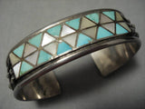 Thick Heavier Vintage Native American Zuni Lateyice Royston Turquoise Sterling Silver Bracelet-Nativo Arts