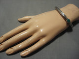 Thick Heavy!! Precise Feather Vintage Native American Navajo Turquoise Sterling Silver Bracelet-Nativo Arts