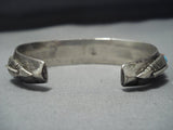 Thick Heavy!! Vintage Native American Jewelry Navajo Turquoise Inlay Sterling Silver Cuff Bracelet-Nativo Arts