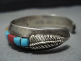 Thick Heavy!! Vintage Native American Jewelry Navajo Turquoise Inlay Sterling Silver Cuff Bracelet-Nativo Arts