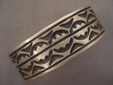 Thick Thick And Heavy Vintage Navajo 'Deep Stamp' Native American Jewelry Silver Bracelet-Nativo Arts