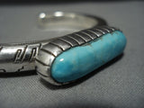 Thick!! Vintage Native American Jewelry Navajo Natural Turquoise Sterling Silver Bracelet-Nativo Arts