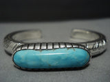 Thick!! Vintage Native American Jewelry Navajo Natural Turquoise Sterling Silver Bracelet-Nativo Arts