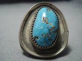 Thick!! Vintage Native American Jewelry Navajo Sky Blue Turquoise Sterling Silver Ring Old-Nativo Arts