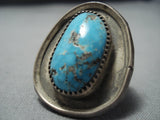 Thick!! Vintage Native American Jewelry Navajo Sky Blue Turquoise Sterling Silver Ring Old-Nativo Arts