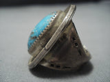 Thick!! Vintage Native American Jewelry Navajo Sky Blue Turquoise Sterling Silver Ring Old-Nativo Arts