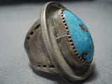 Thick!! Vintage Native American Jewelry Navajo Sky Blue Turquoise Sterling Silver Ring Old-Nativo Arts
