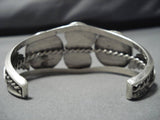 Thick!! Vintage Native American Navajo Royston Turquoise Sterling Silver Coin Bracelet Old-Nativo Arts
