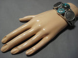 Thick!! Vintage Native American Navajo Royston Turquoise Sterling Silver Coin Bracelet Old-Nativo Arts