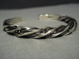 Thick! Vintage Navajo Hand Twisted Native American Jewelry Silver Bracelet-Nativo Arts