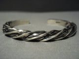 Thick! Vintage Navajo Hand Twisted Native American Jewelry Silver Bracelet-Nativo Arts