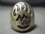 Thick! Vintage Navajo Sterling Native American Jewelry Silver Bear Paw Ring Old Pawn-Nativo Arts